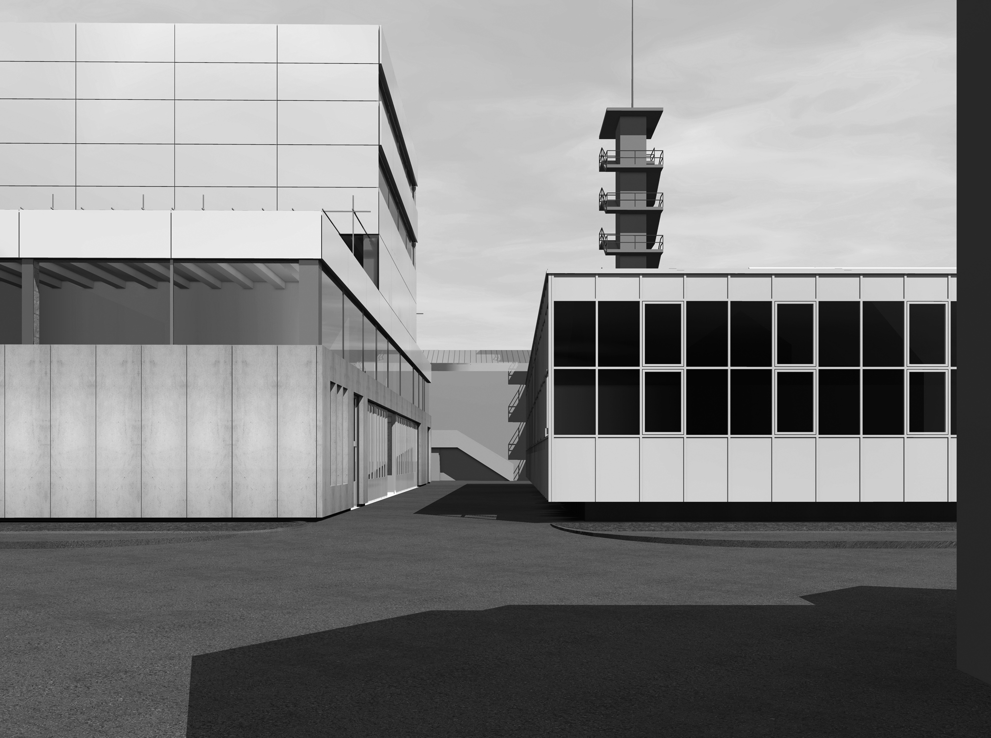 Ansicht mit Schlauchturm